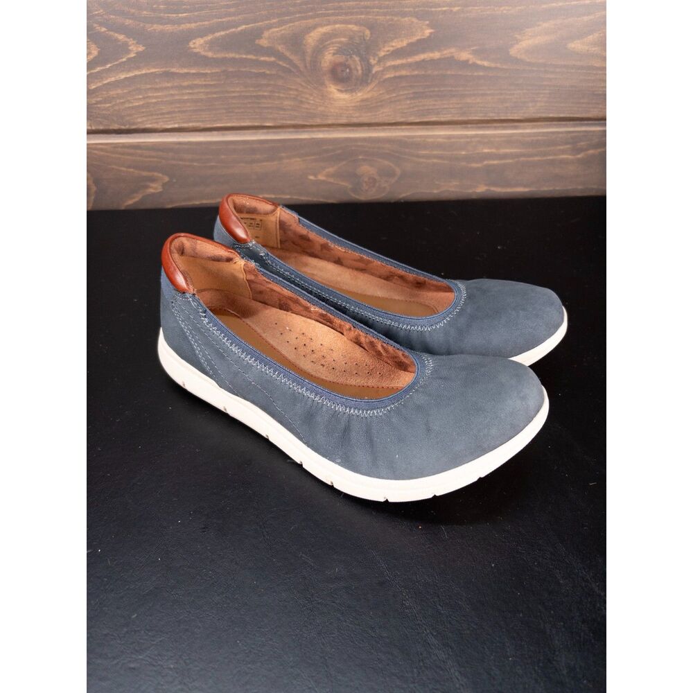 Cobb Hill Lidia Ballet Flats Blue Nubuck Slip On Comfort Shoes Women's US 7.5